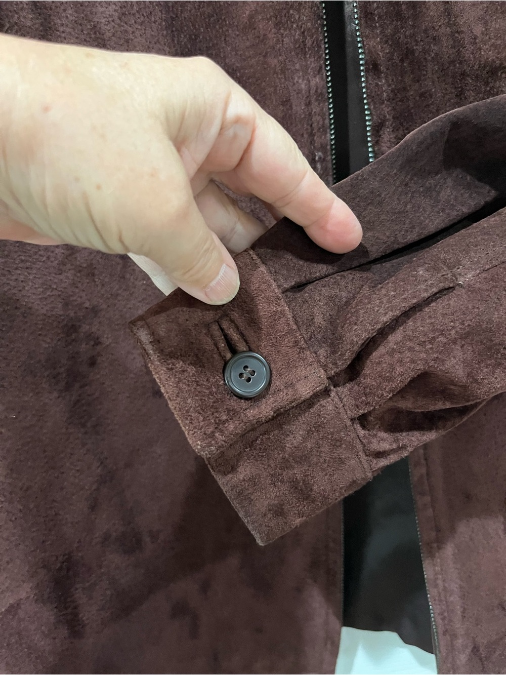 New York & Company Women's SzM Dark Brown Suede Zip Jacket, Lined - Picture 8 of 16